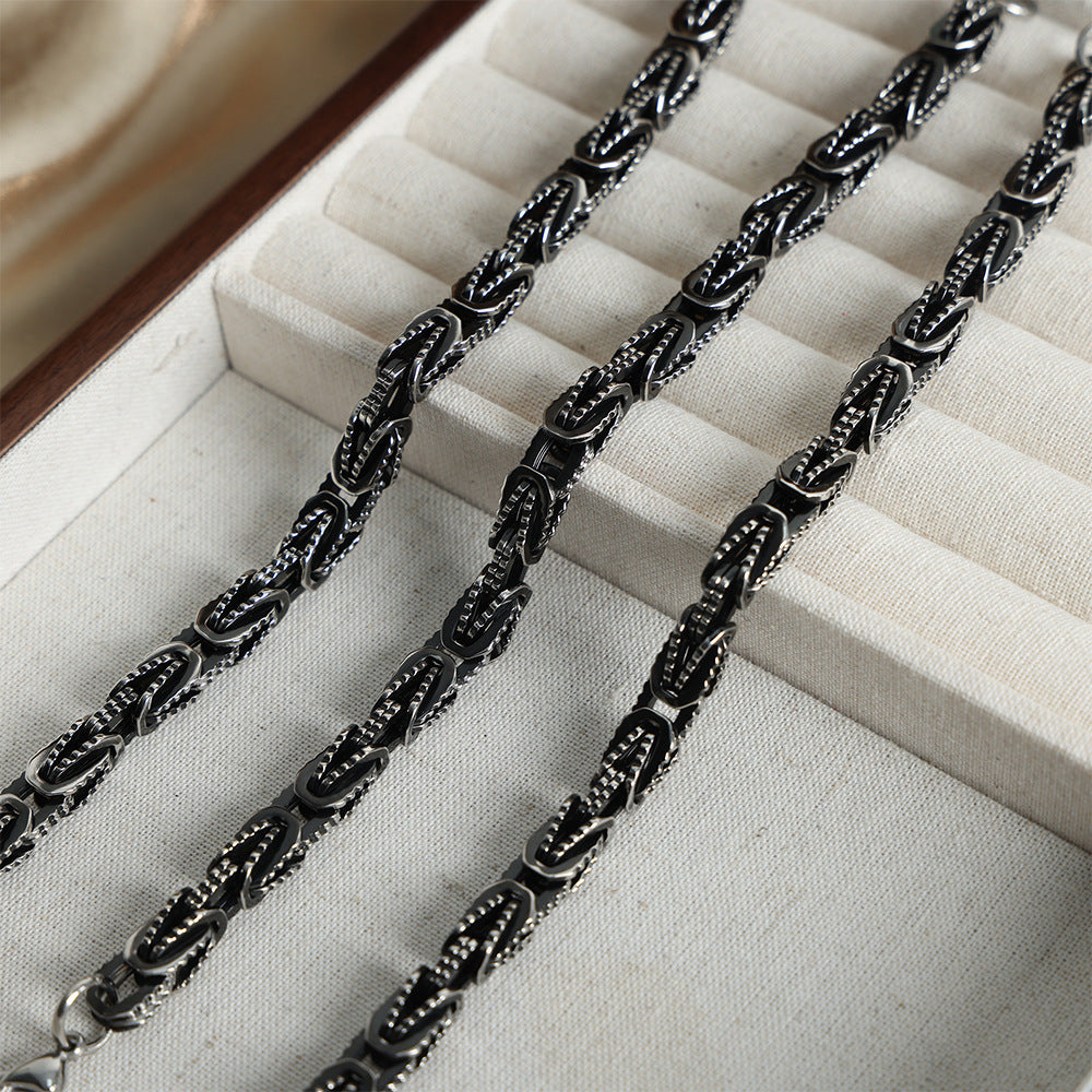 New high-end sense personality temperament niche design titanium steel old retro heavy metal bracelet jewelry