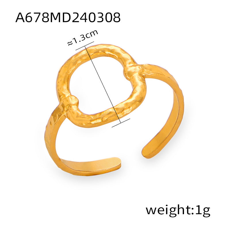 New exaggerated niche design personalized simple titanium steel gold-plated open ring jewelry wholesale female pp