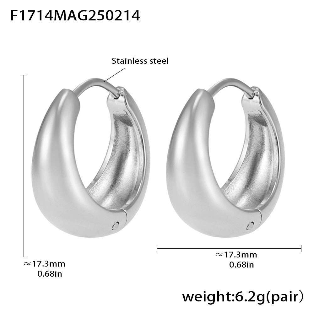 Circle earrings European and American small ear buckles niche plain rings stainless steel high polish gold color matching earrings 99