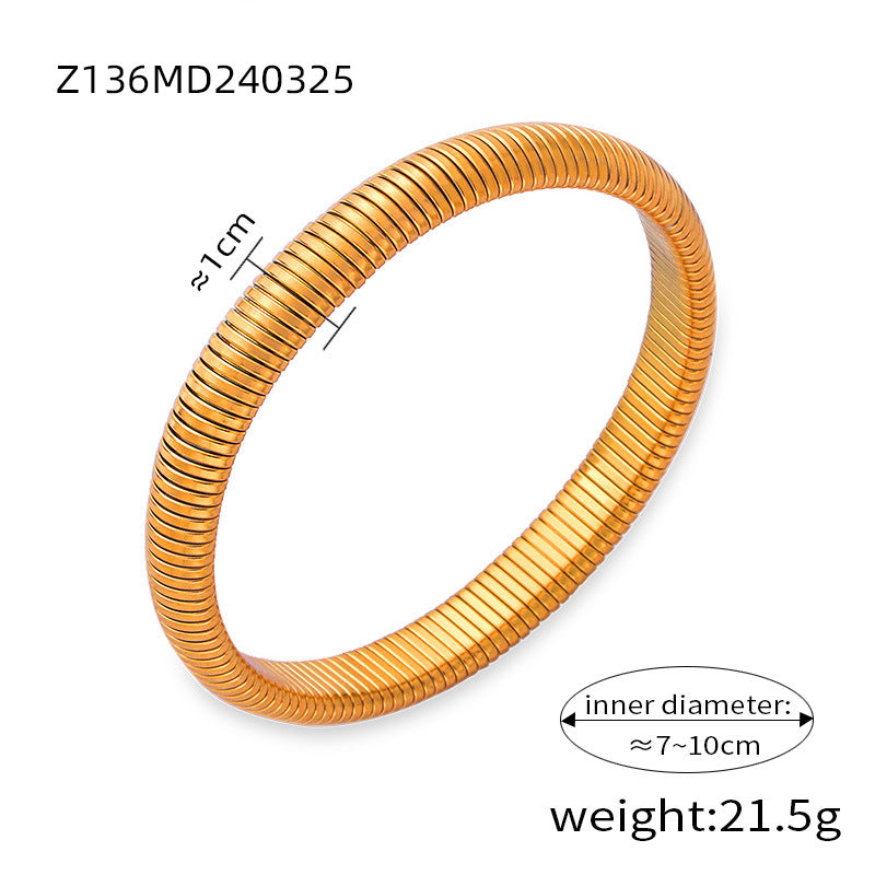 Goose throat bracelet European and American style fashion personalized design titanium steel gold-plated elastic striped bracelet women's jewelry wholesale