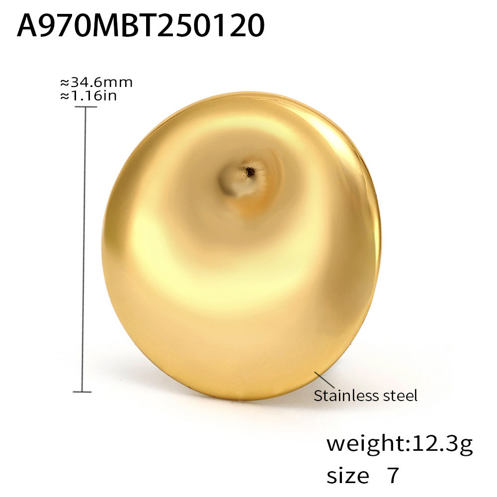 Exclusive stainless steel plated 18k real gold round stud earrings exaggerated vortex ring jewelry fashion set