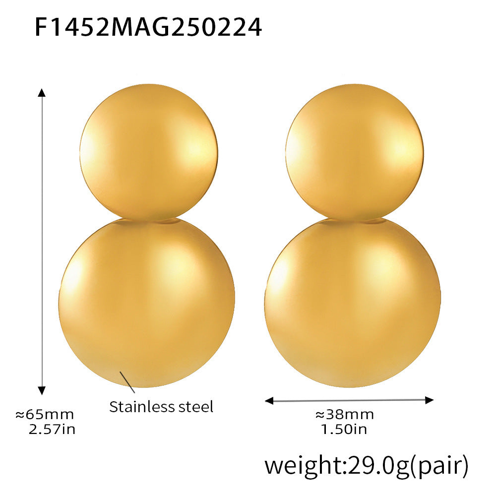 Gold stud earrings color matching Titanium steel smooth texture disc exaggerated design earrings do not fade fashionable earrings 99