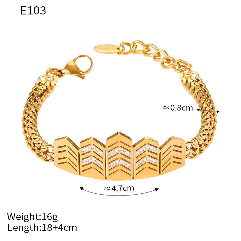 European and American ins style niche hip-hop geometric jewelry hollow flag diamond design sense personalized titanium steel jewelry set