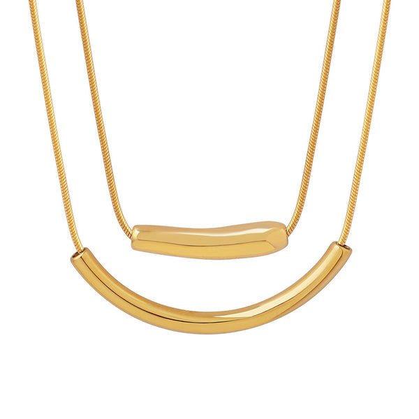 Trendy personality versatile jewelry niche design smile necklace, titanium steel gold-plated minimalist collarbone chain