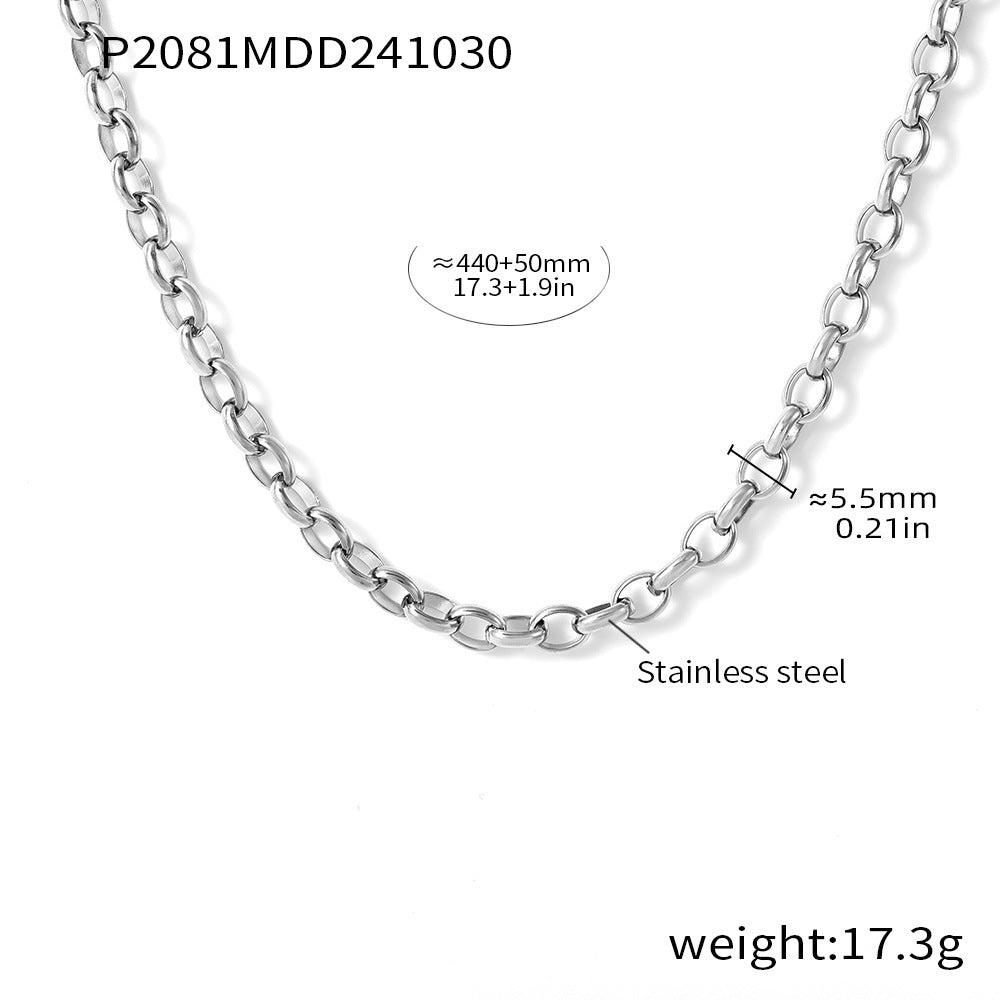 Donut Rhinestone Earrings Earrings Pendant Double Necklace Stainless Steel Jewelry Set Spot