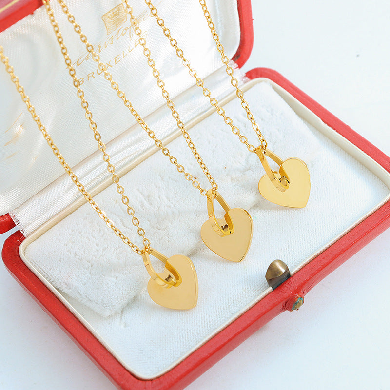 Design sense hollow peach heart love splicing pendant necklace women's spring exquisite collarbone chain P880