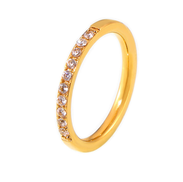 Zircon Fine Ring Stackable Jewelry Simple Titanium Steel 18K Gold Plated PVD Ring Women's 99