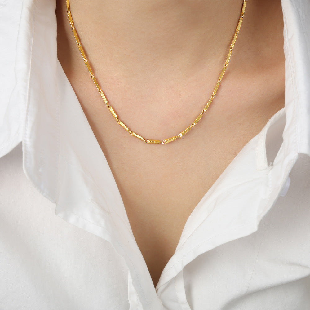 New high-end cold wind niche simple fashion versatile temperament titanium steel gold-plated personalized necklace jewelry