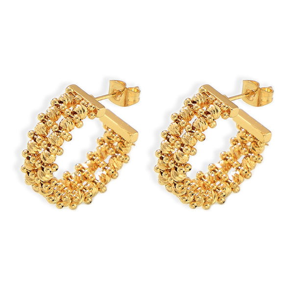 Hot-selling large and small gold beads splicing geometric C-shaped earrings European and American fashion personalized design copper earrings women