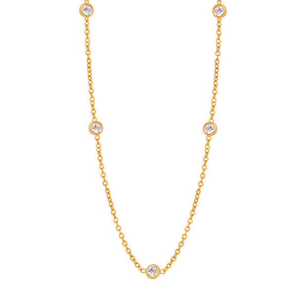 New high-end niche design simple trend titanium steel gold-plated diamond collarbone chain personalized jewelry female pp