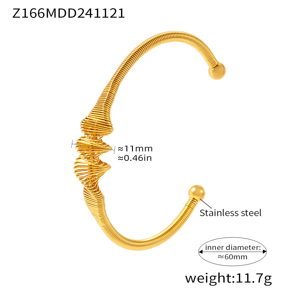 Temperament simple spiral pattern bracelet fashionable personality commuting versatile titanium steel bracelet women color retention spot wholesale