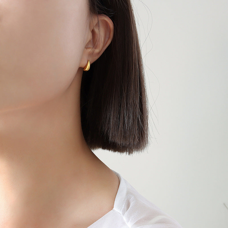 Personality niche simple and versatile mini water drop temperament stud earrings design sense fashion creative jewelry women 99