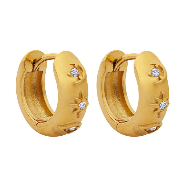 Hot-selling retro earrings niche design cold temperament titanium steel gold-plated zircon earrings jewelry women 99