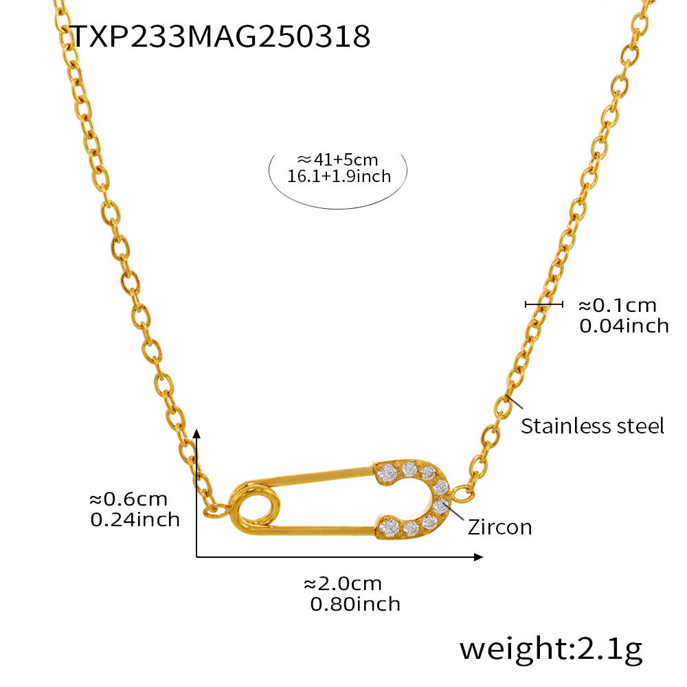Full Diamond 5A Zircon Pin Stainless Steel Double Necklace/Bracelet Jewelry Set