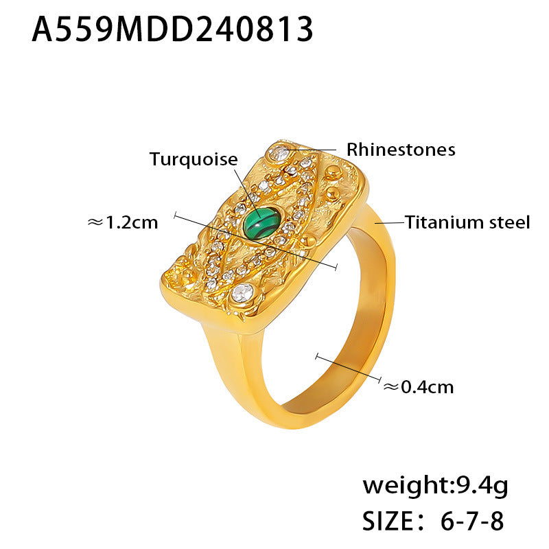 Devil's Eye Zircon Necklace Ring Creative Trend Titanium Steel 18K Electroplating Real Gold Color Retaining Spot Jewelry