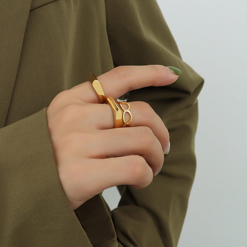 Cold wind retro niche design irregular geometric ring trendy metal hand jewelry A280