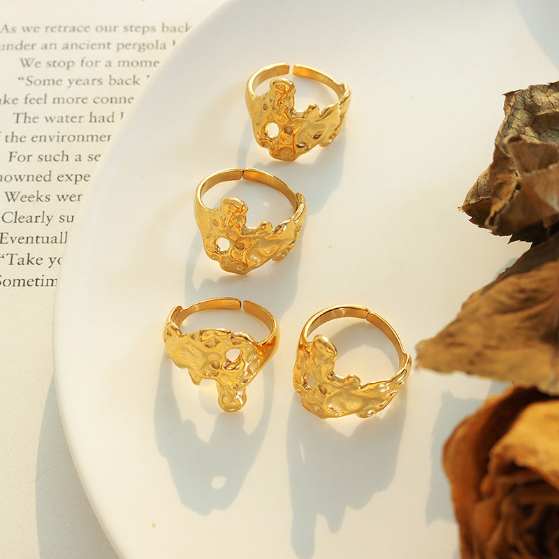 Niche design accessories irregular folds water ripples new ring fashion personalized jewelry women pp