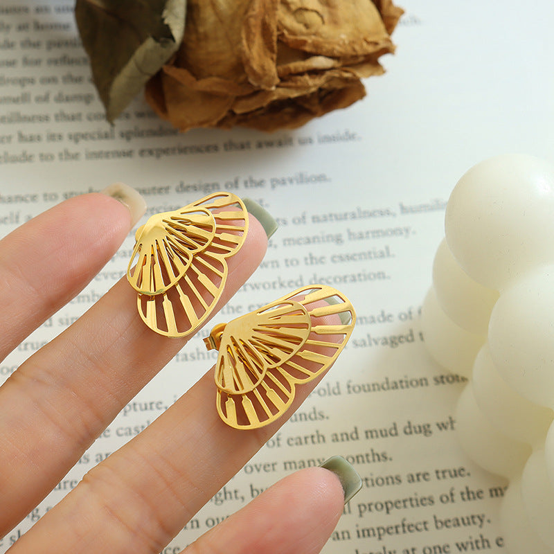 Titanium steel jewelry unique personality creative butterfly dancing earrings niche design gold-plated earrings women