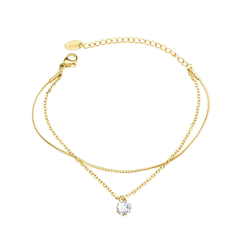 Niche design zircon double-layer bracelet for girlfriend and girlfriend gifts, light luxury jewelry E116