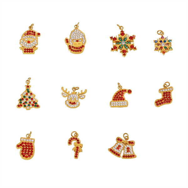 Christmas series titanium steel zircon pendant DIY jewelry cute atmosphere holiday element accessories accessories