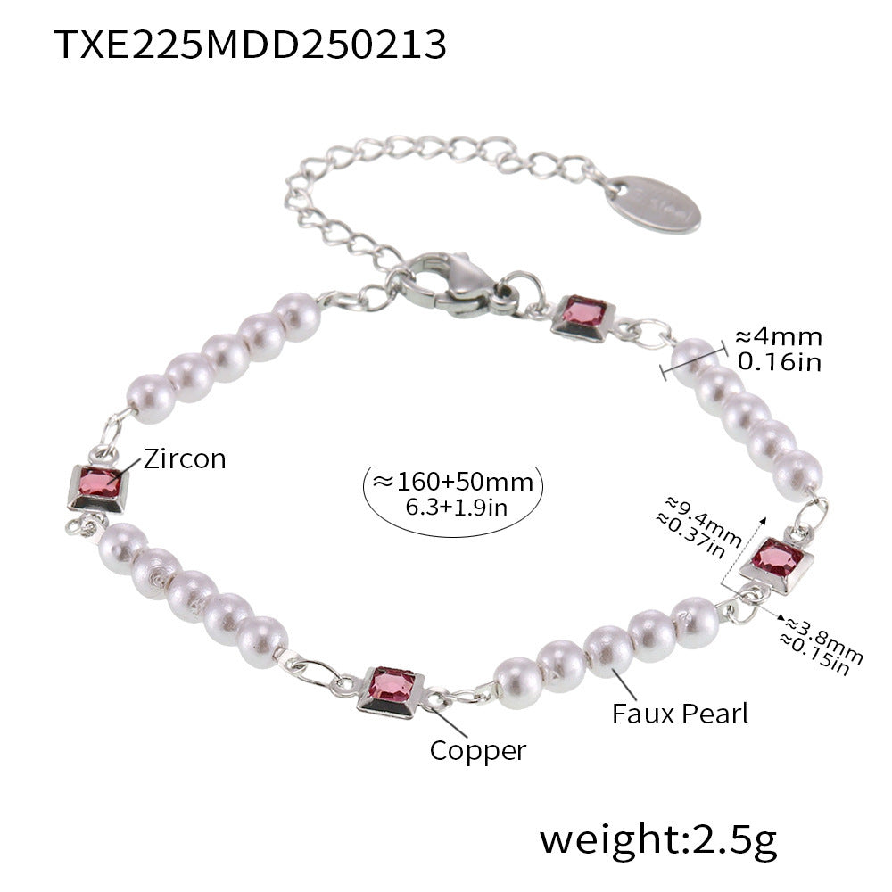 Copper PVD plated 18K real gold zircon bead collarbone necklace bracelet creative girl new daily jewelry