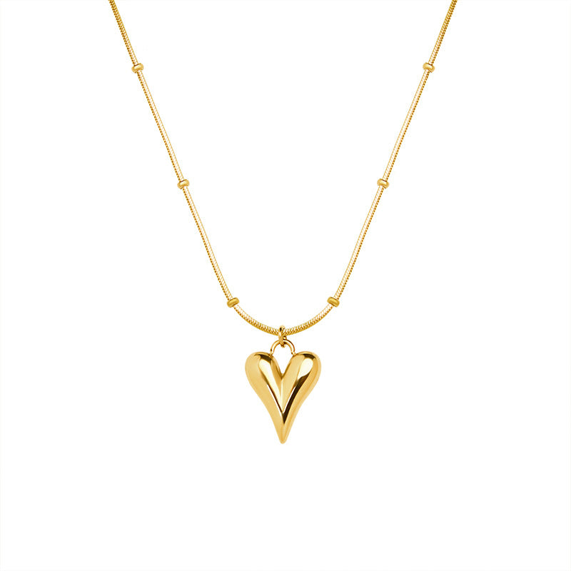 Trend cold wind light luxury fashion simple love necklace titanium steel plated 18K real gold neck chain P575