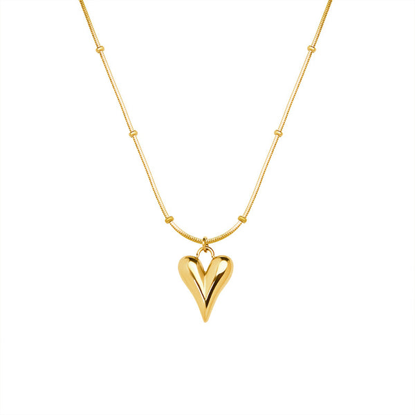 Trend cold wind light luxury fashion simple love necklace titanium steel plated 18K real gold neck chain P575