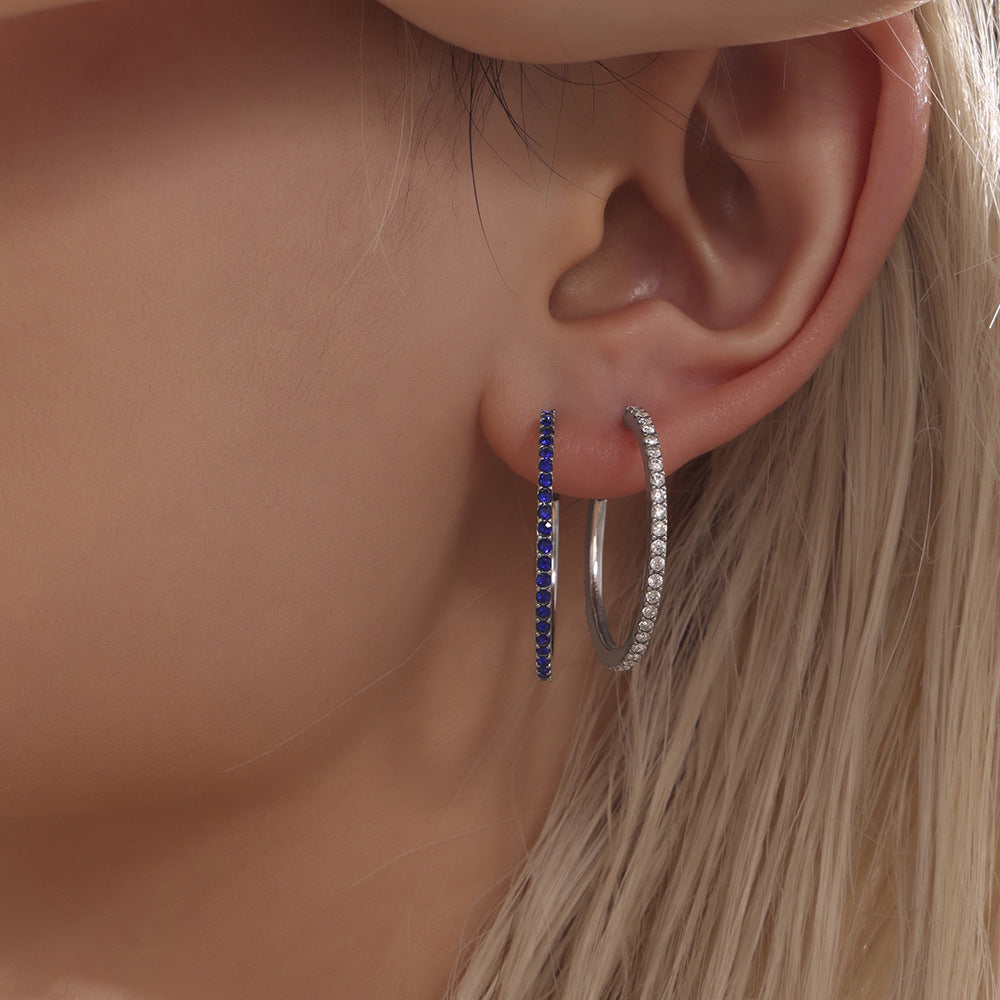 Fine titanium steel inlaid zircon earrings fashion light luxury personalized temperament earrings spot wholesale