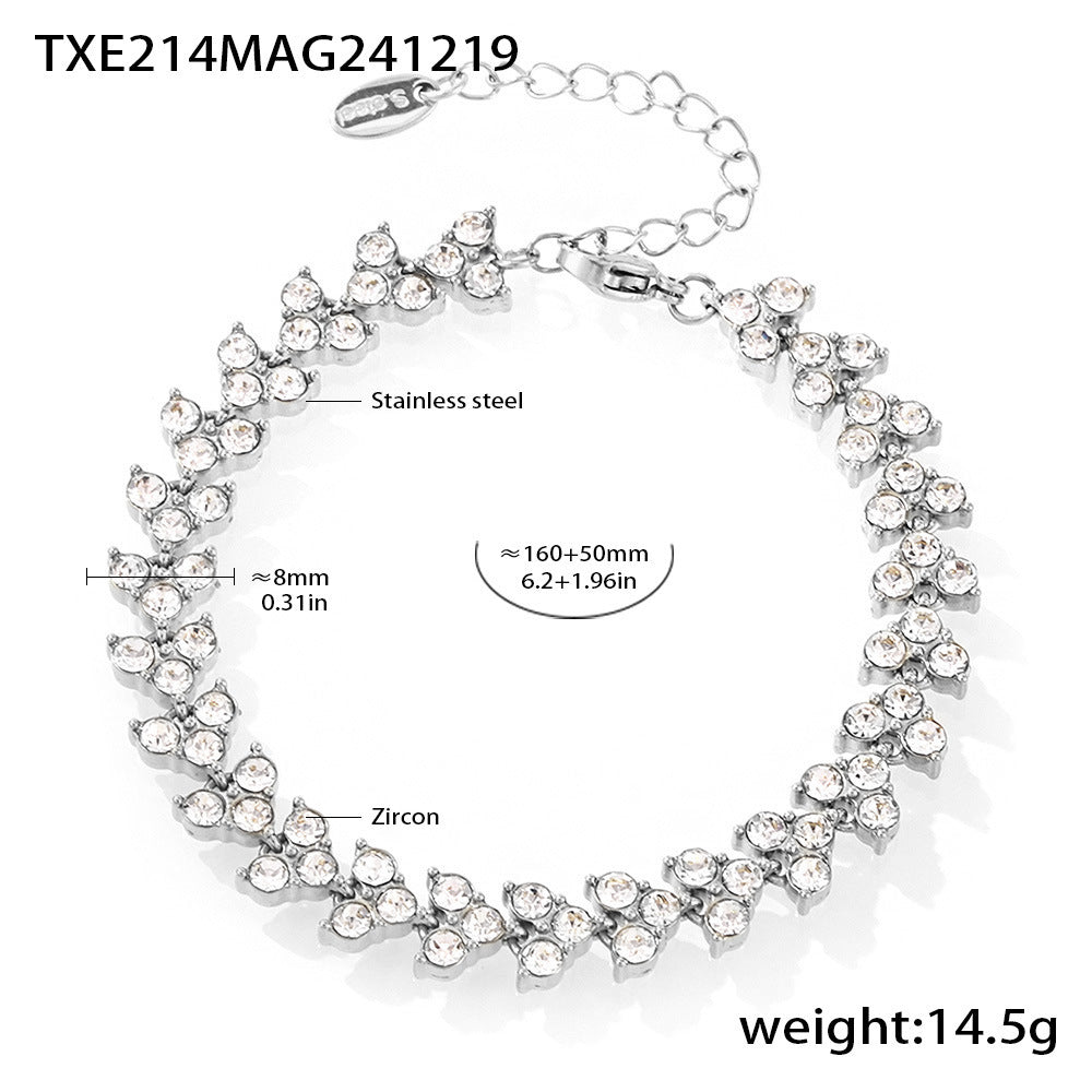 Dopamine triangle splicing hand-inlaid round diamond super flash zircon bracelet women's noble luxury jewelry wholesale