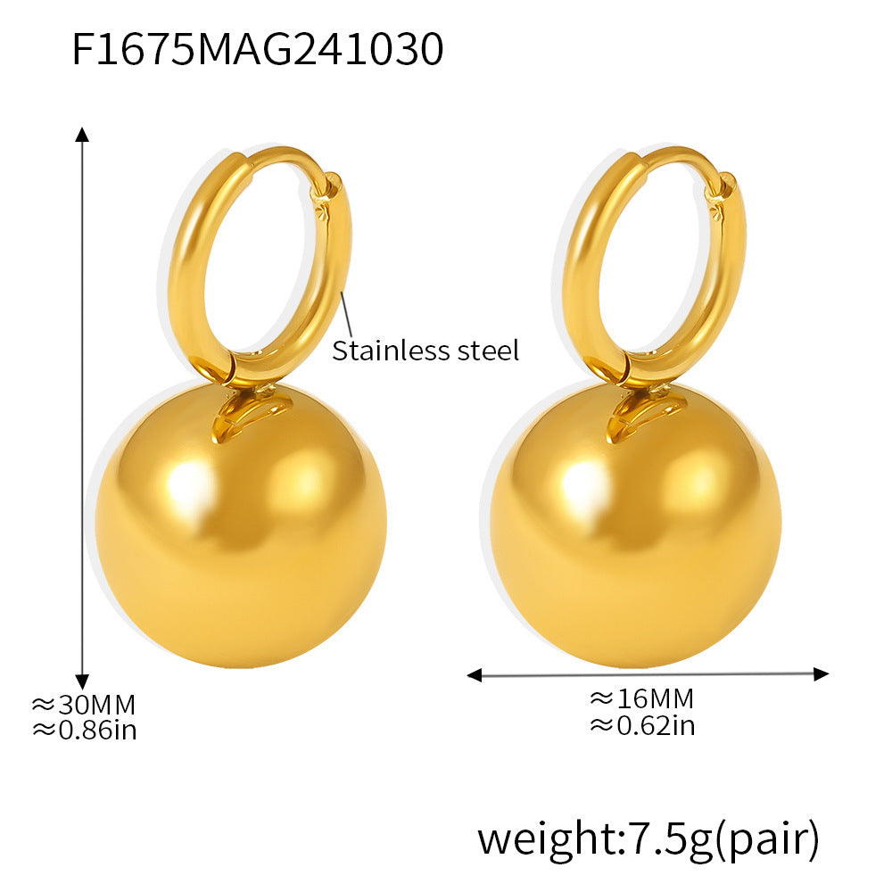 Oil painting candy color hollow steel ball earrings stainless steel PVD plating temperament fashion ear buckle earrings 99