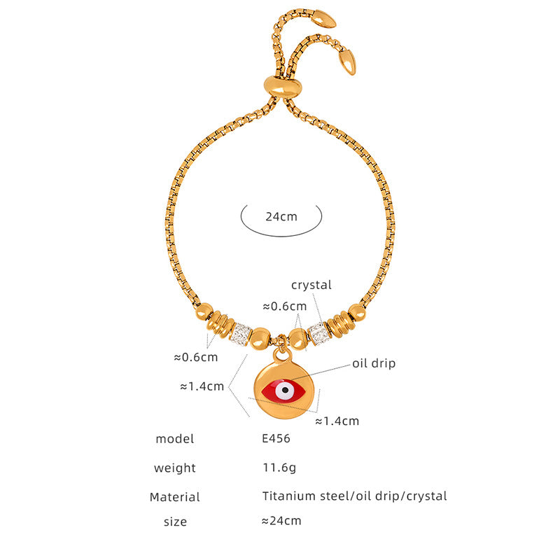 Retro personality versatile all kinds of exaggerated eye pendant titanium steel bracelet women's jewelry spot wholesale pp