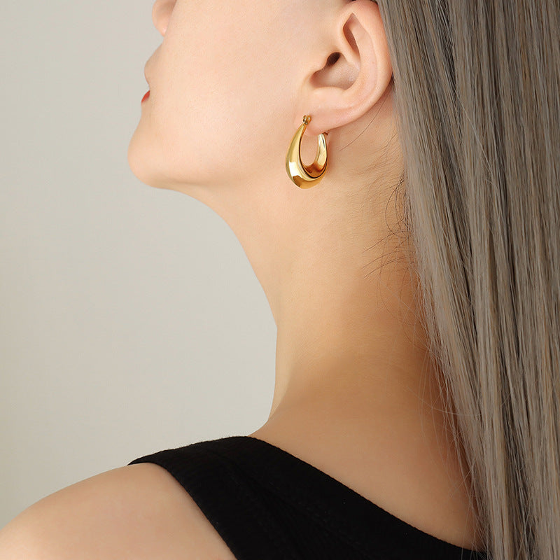 New U shape size earrings titanium steel gold-plated hot-selling European and American style does not fade fashionable personalized ear jewelry 99