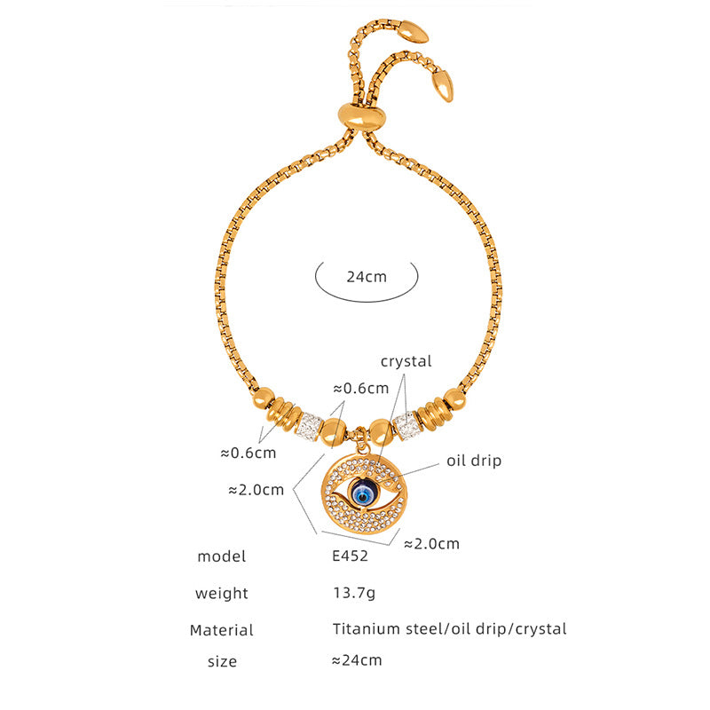 Retro personality versatile all kinds of exaggerated eye pendant titanium steel bracelet women's jewelry spot wholesale pp