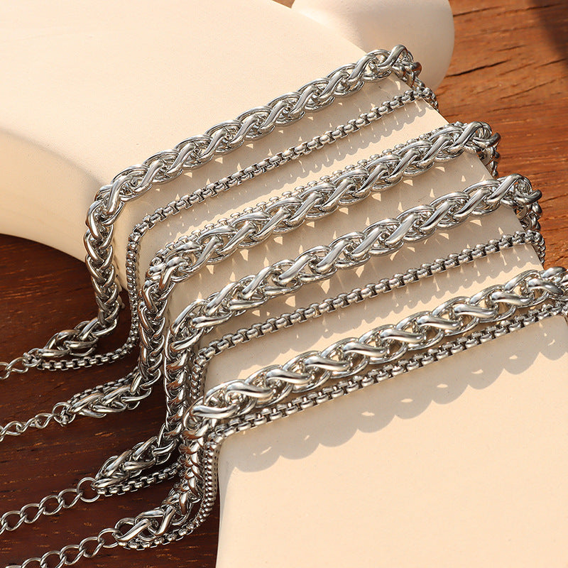 Personality trend versatile couple keel chain accessories, fashion trend geometric double-layer bracelet manufacturers wholesale