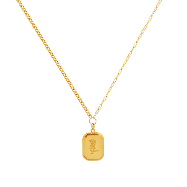 Cold wind light luxury fashion rose necklace female, simple titanium steel plated 18K real gold collarbone chain pp