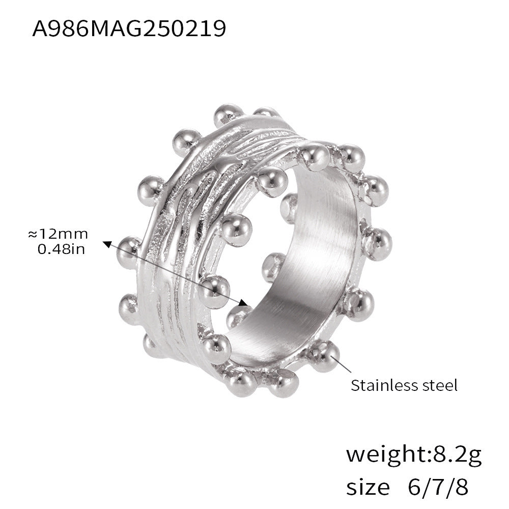 C-Shaped Brushed Ball Open Bracelet Fashion Ring Ring Set Stainless Steel PVD Plated 18K Gold Jewelry 99