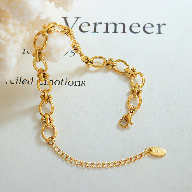 Stylish and simple temperament thick chain couple bracelet jewelry titanium steel 18k gold, splicing bracelet jewelry 99