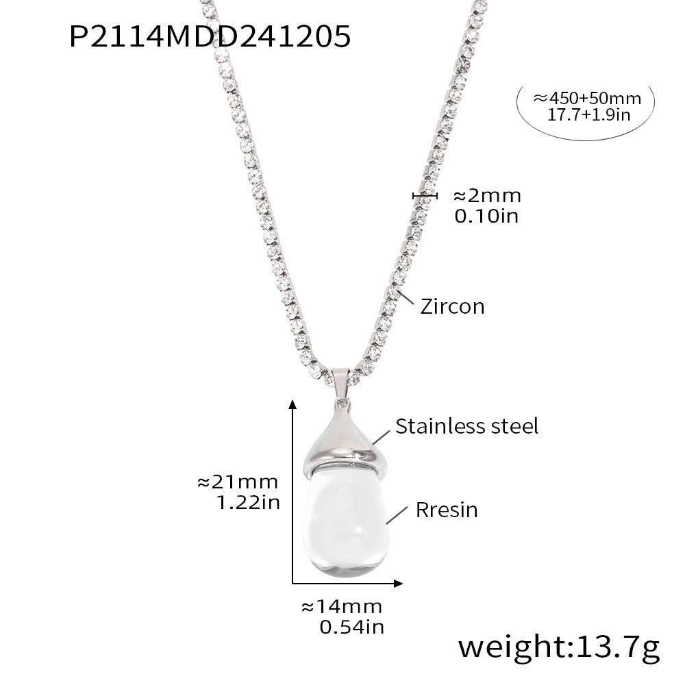Stainless steel color zircon chain resin water drop collarbone necklace light luxury temperament necklace spot female