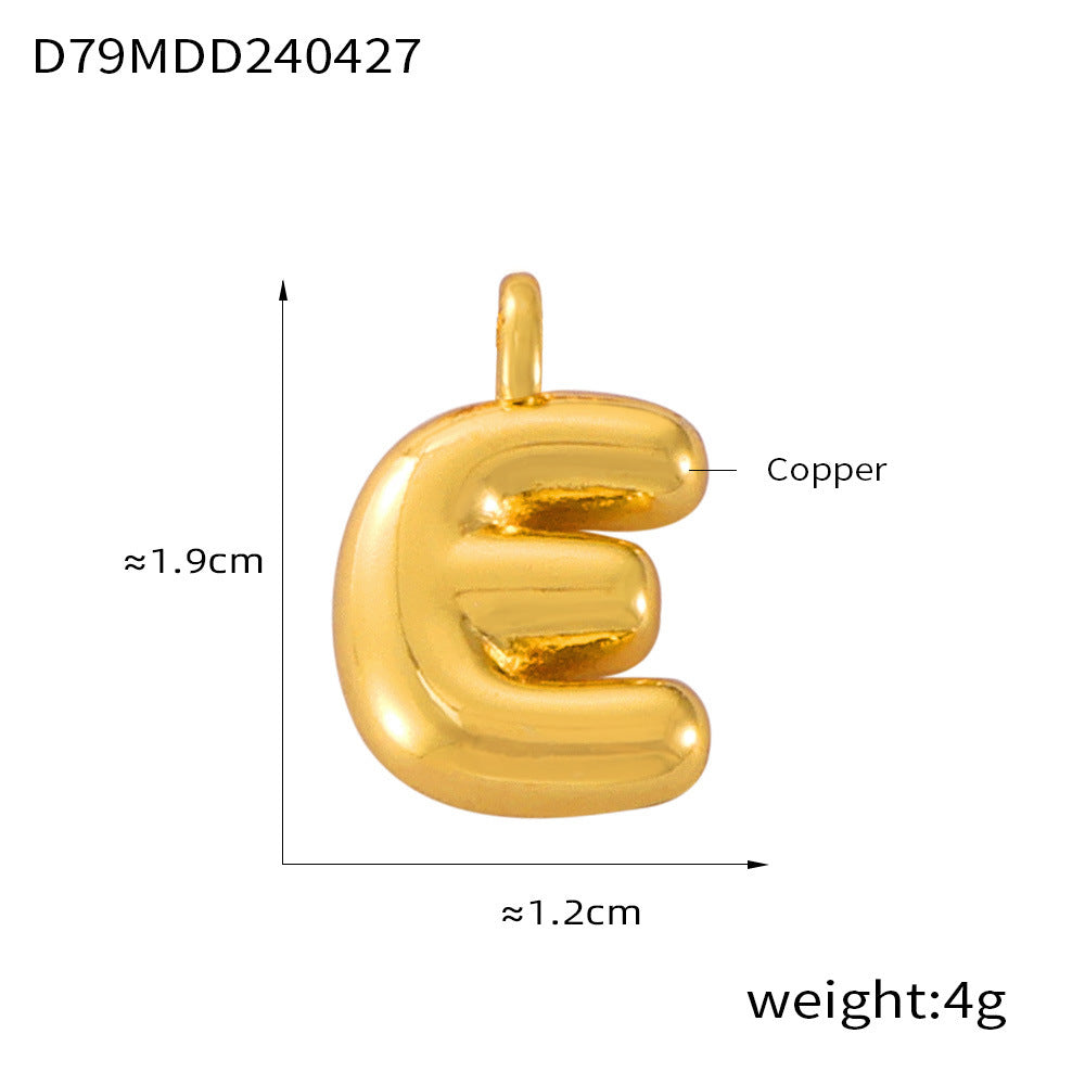 Hot Sale Glossy Bubble Balloon 26 English Letter Pendant Accessories Versatile Copper Gold Plated Jewelry 99