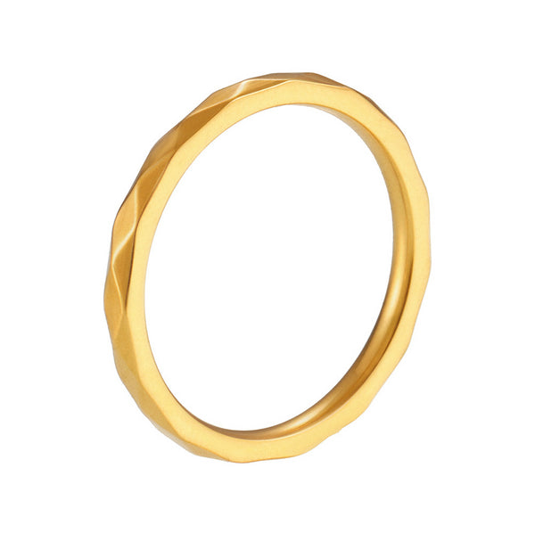 Delicate multi-faceted rhombus plain ring, women's niche simple titanium steel plain ring, commuting stacked jewelry