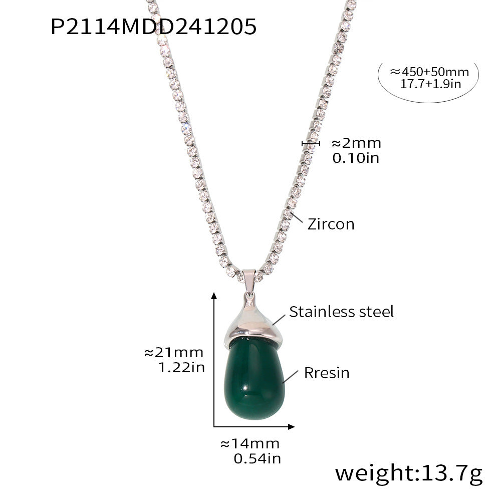 Stainless steel color zircon chain resin water drop collarbone necklace light luxury temperament necklace spot female