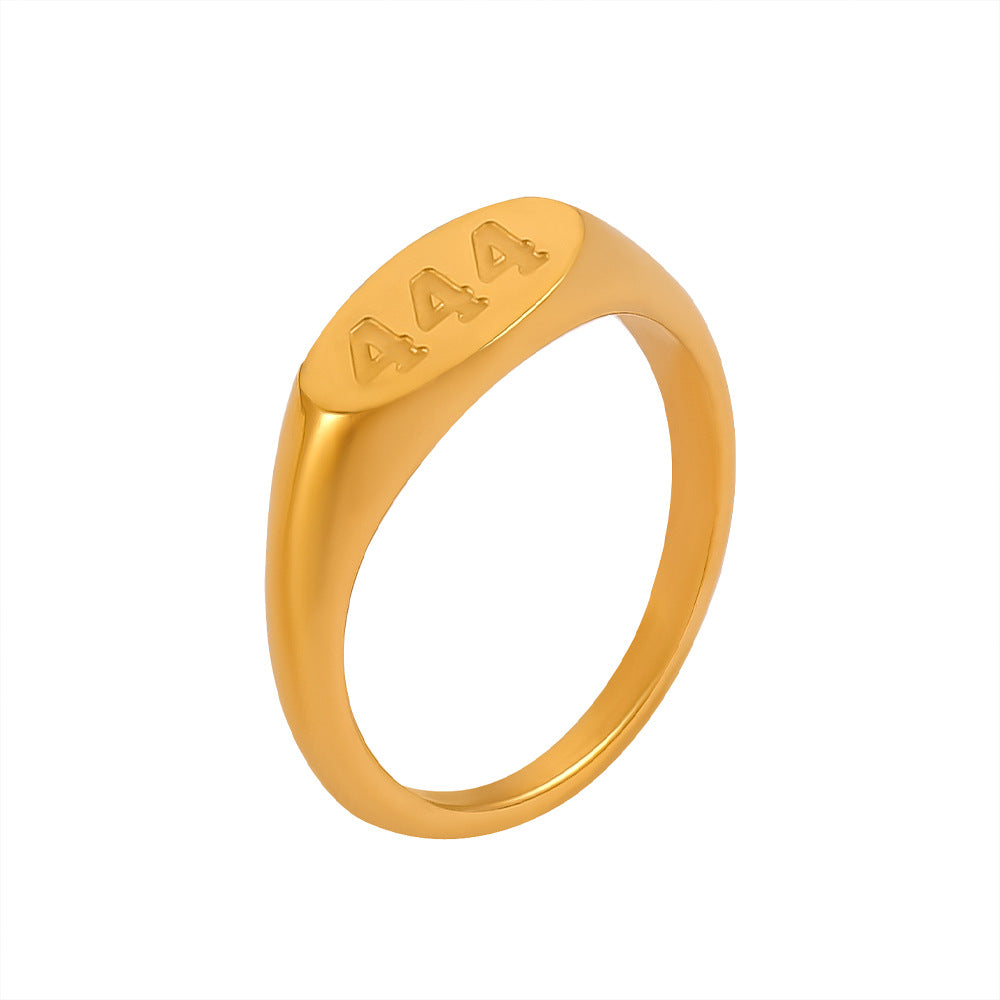 Chic style personality minimalist style elegant index finger ring lucky number three consecutive design sense titanium steel gold-plated ring