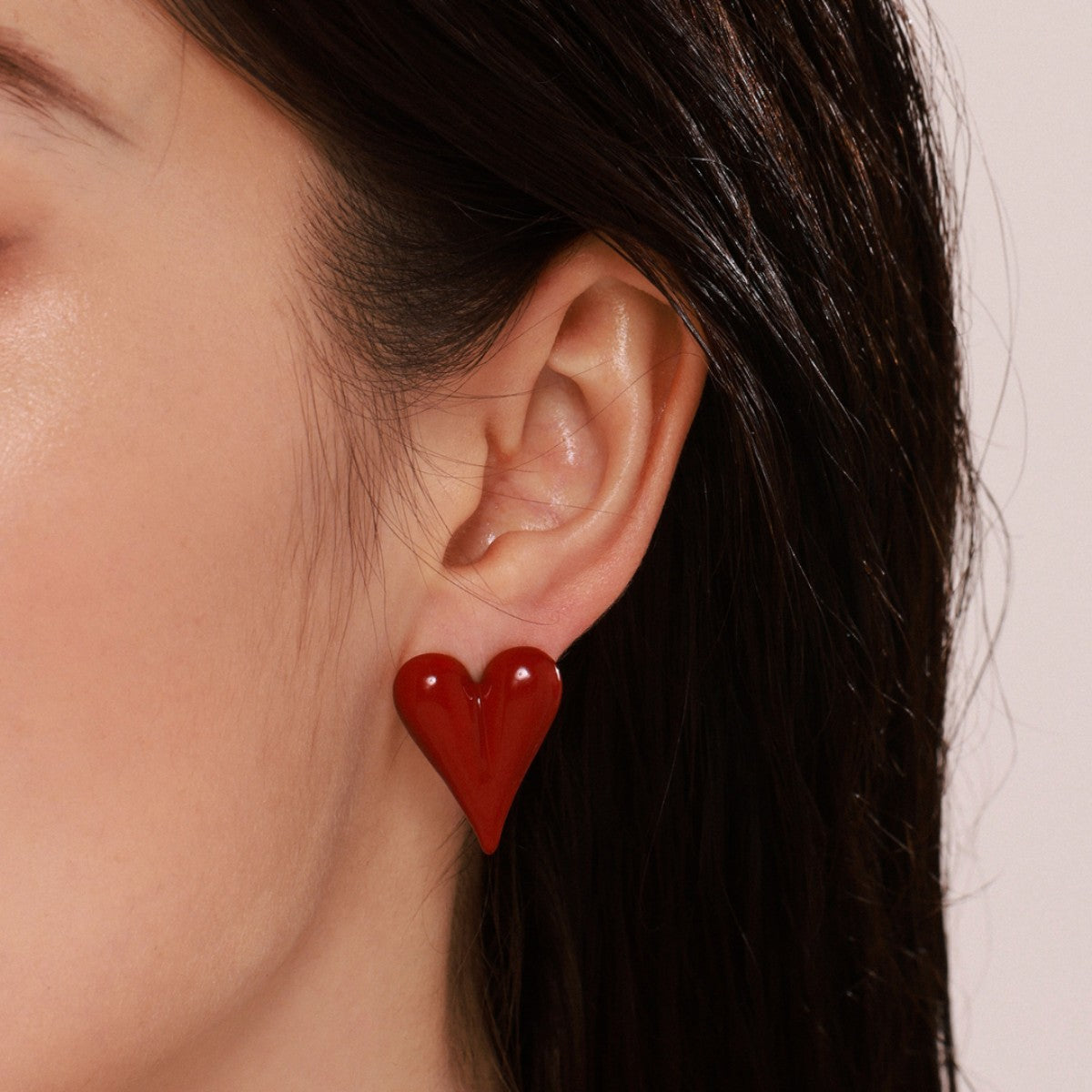 Weights Color Glaze Peach Heart Earrings Niche Love Earrings Women's Stainless Steel PVD Electroplating Factory Spot