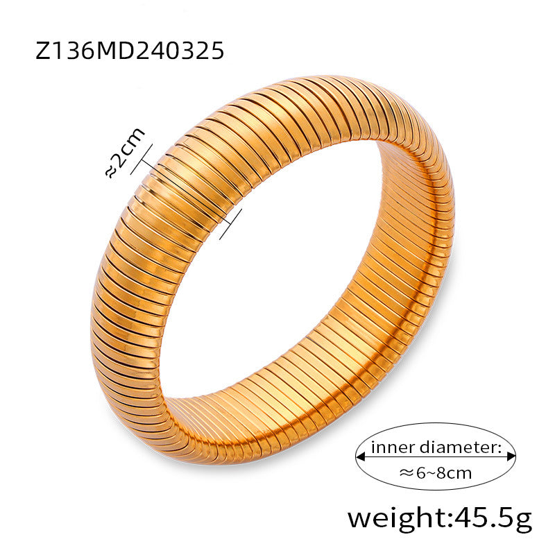 Goose throat bracelet European and American style fashion personalized design titanium steel gold-plated elastic striped bracelet women's jewelry wholesale