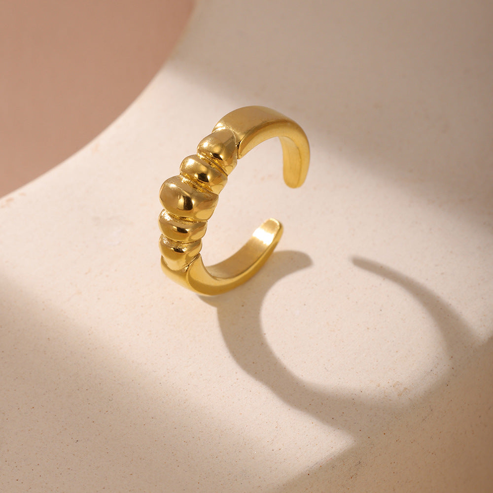 Design trendy niche fashion sense light luxury ring headband shape personality opening index finger ring plating 18k gold 99