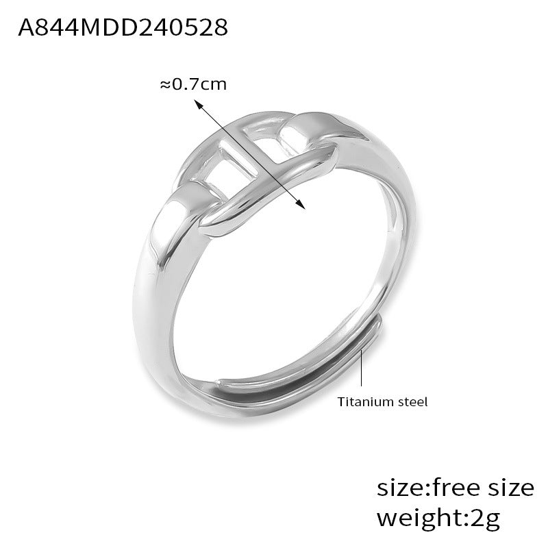 Fashion Trend Simple Personality Love Styling Ring Niche Glossy Design Titanium Steel Gold Plated Open Ring