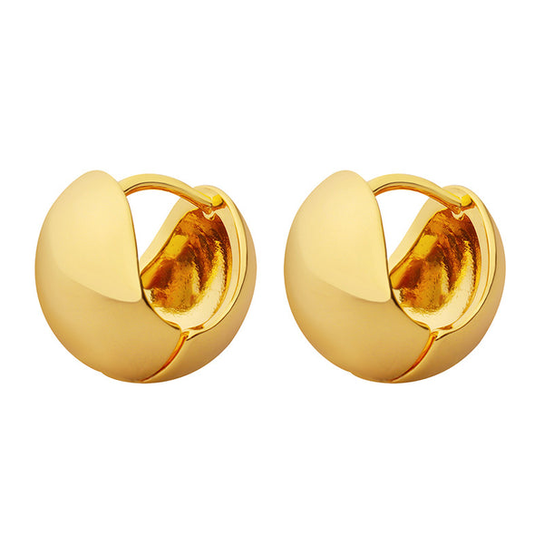 Fashion Personality Simple Trend Minimalist Glossy Copper Material C-Shaped Earrings Women's Fashion Commuter Earrings 99