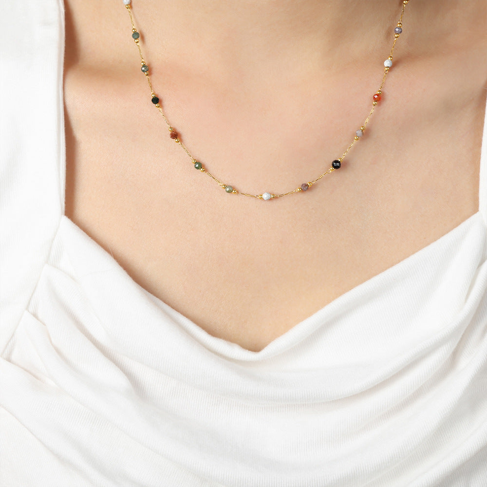 New fashion niche design, simple personality, natural handmade beaded necklace, bracelet set, jewelry women