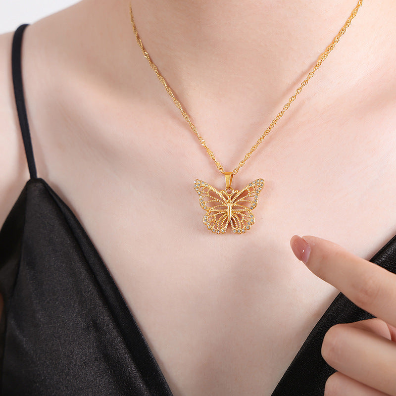 Cold wind niche geometric jewelry chain simple versatile titanium steel gold-plated jewelry set female 99