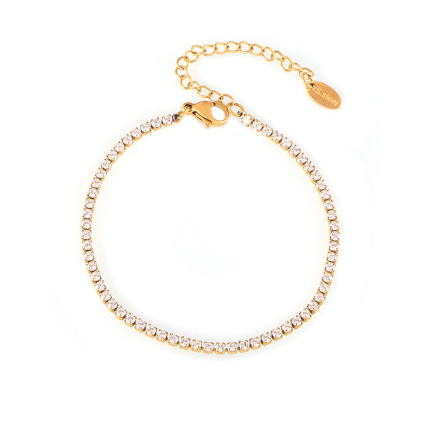 Elegant and simple personality light luxury jewelry inlaid with zircon design titanium steel gold-plated gypsy star bracelet 99